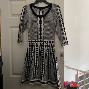 Nina Leonard black and white sweater dress